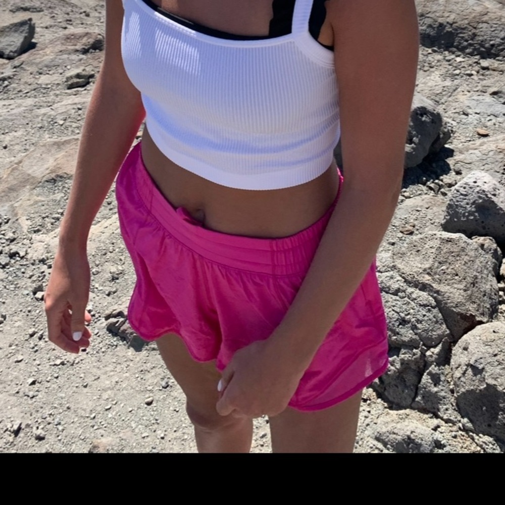 Hot pink Lululemon Run Hotty Hot High Waisted Shorts